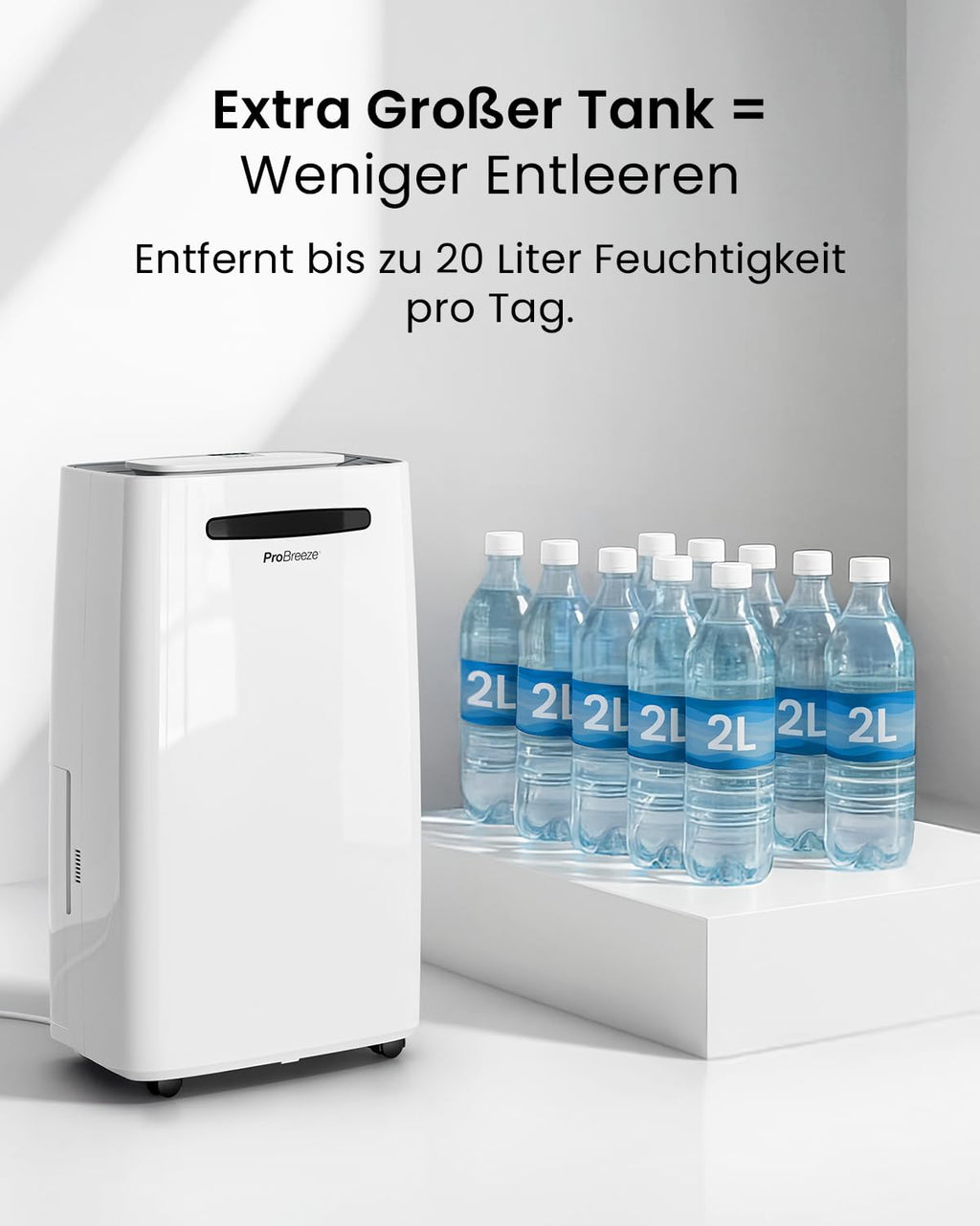 Pro Breeze® 20L/Tag smarter luftentfeuchter elektrisch mit digitalem Feuchtigkeitsanzeiger Schlafmodus Dauerbetrieb Wäschetrocknung und 24h-Timer – Ideal gegen Feuchtigkeit und Kondensation