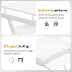 SogesHome Schreibtisch Klein Computertisch mit 4 Rollen 2 Davon mit Bremsen PC-Tisch in Z-Form mit Tastaturauszug für Zuhause und Büro, 60 x 48 cm