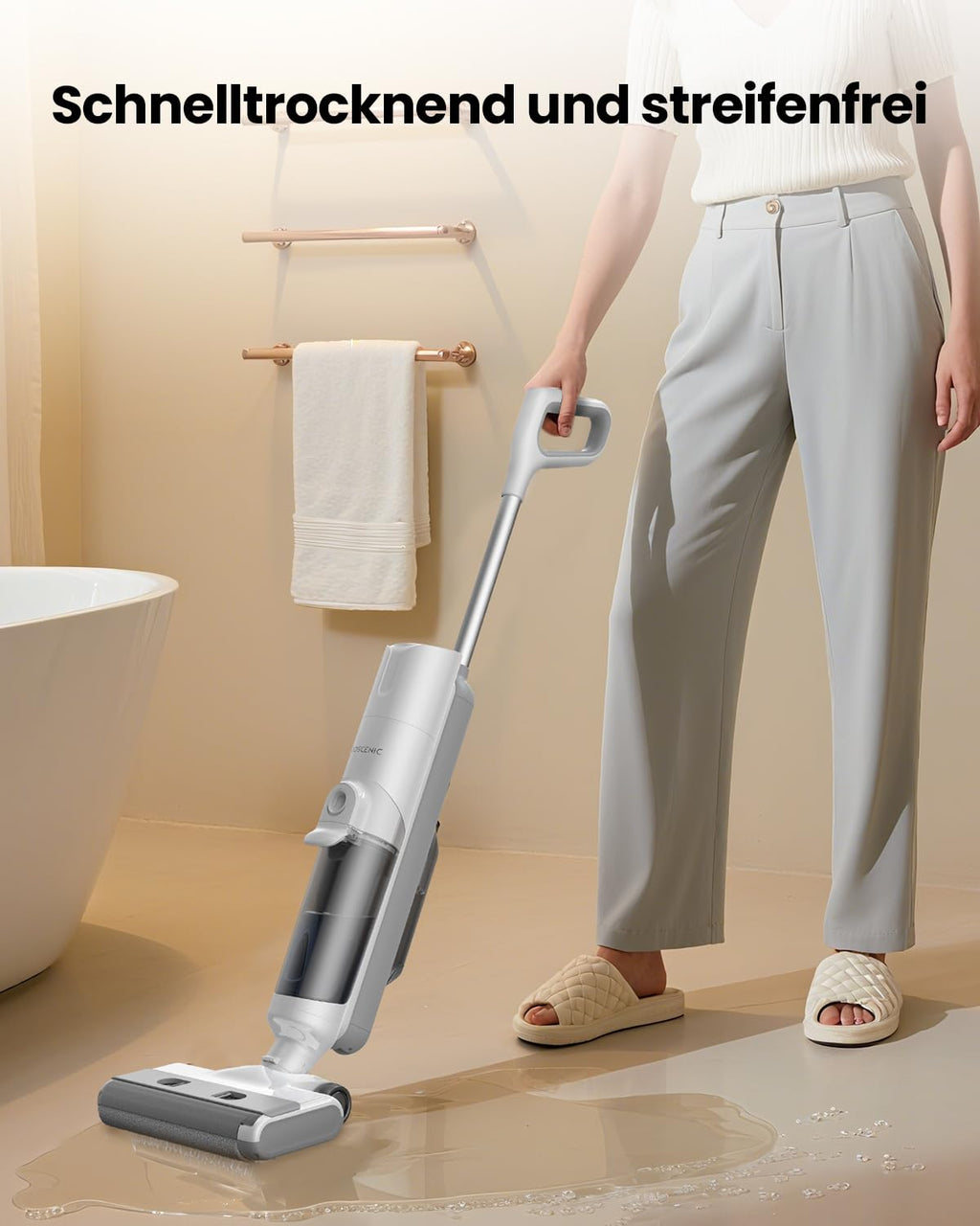 Proscenic F10 Ultra Nass Trockensauger, 60 Min Staubsauger mit Wischfunktion, Saugwischer Smart 3 in 1, 0,7-mm-Wandreinigung, Selbstreinigung, Anti-Tangle, LED-Display, 1.3L für Harte Boden,Tierhaare