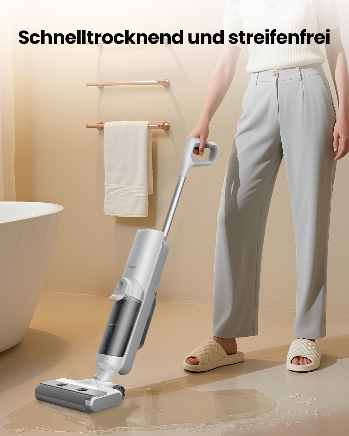 Proscenic F10 Ultra Nass Trockensauger, 60 Min Staubsauger mit Wischfunktion, Saugwischer Smart 3 in 1, 0,7-mm-Wandreinigung, Selbstreinigung, Anti-Tangle, LED-Display, 1.3L für Harte Boden,Tierhaare
