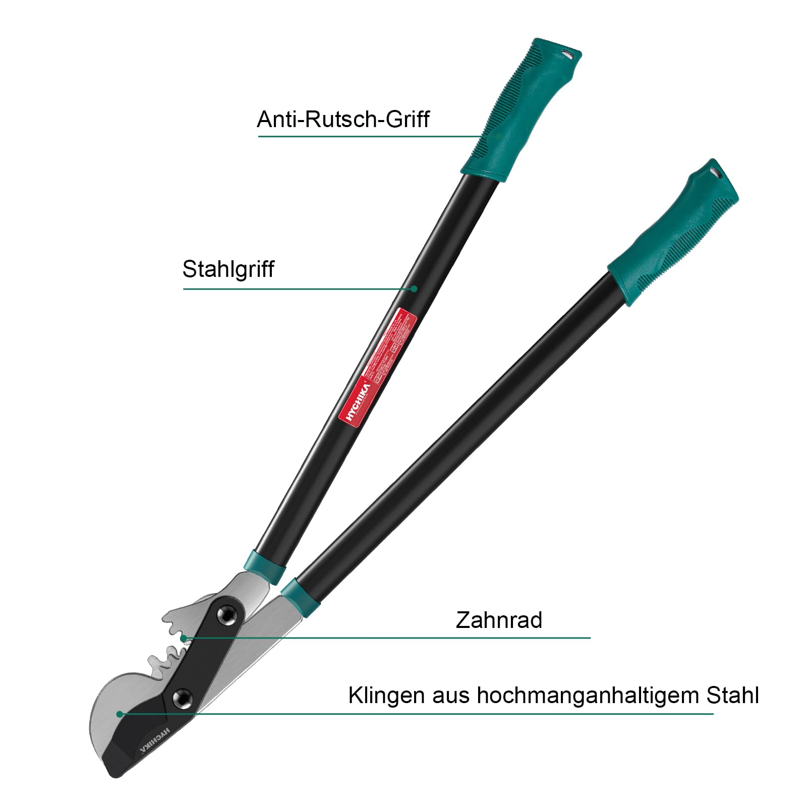 HYCHIKA Bypass Astschere für Garten 74cm, Leichte Astschere Amboss, Karbonstahlklingen, Einfaches Trimmen Cuts Ø50 mm max., Arbeitssparende mit Scharfen Klingen