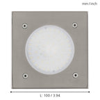EGLO LED Bodeneinbauleuchte Lamedo, 1 flammige Einbauleuchte, Wegelampe aus Edelstahl, Farbe: Silber, Glas: Weiß, satiniert, eckig, IP67