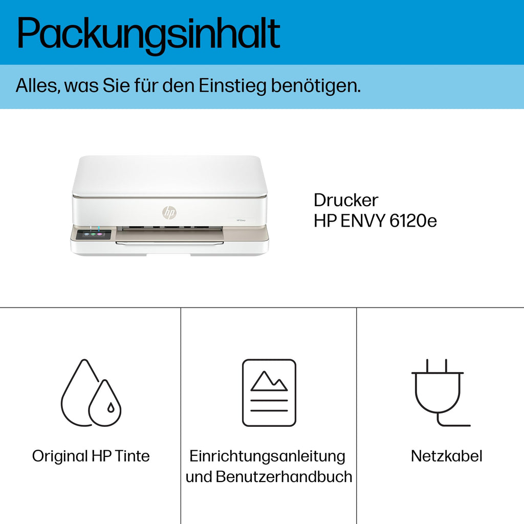 HP Envy 6120e, Multifunktionsdrucker, 6 Monate gratis drucken Instant Ink inklusive, Drucken, Kopieren, Scannen, Mobiler Faxversand, Wi-Fi, Beidseitiger Druck