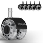 COSYLAND Bürostuhl Rollen 11mm x 22 mm - 5er Set Rollen für Bürostühle - Super Leise und Weiche für Hartböden, Parkett, Teppich, Laminat, Keine Bodenschutzmatte Nötig, Grau Doppelräder