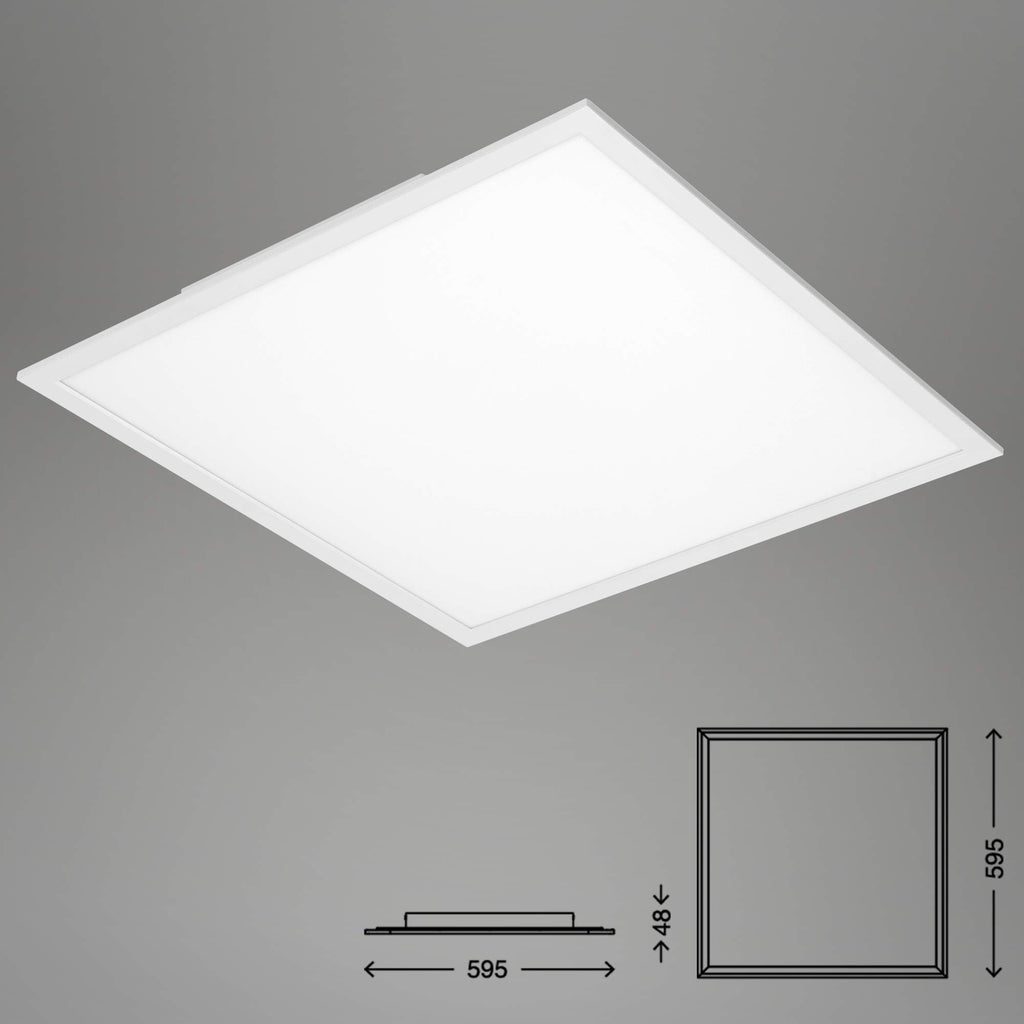 BRILONER - LED Deckenlampe mit Fernbedienung, flach, einstellbar von warmweiß bis kaltweiß, Lampe, Deckenleuchte, Wohnzimmerlampe, LED Panel, Schlafzimmerlampe, 59,5x59,5x6,5 cm, Weiß