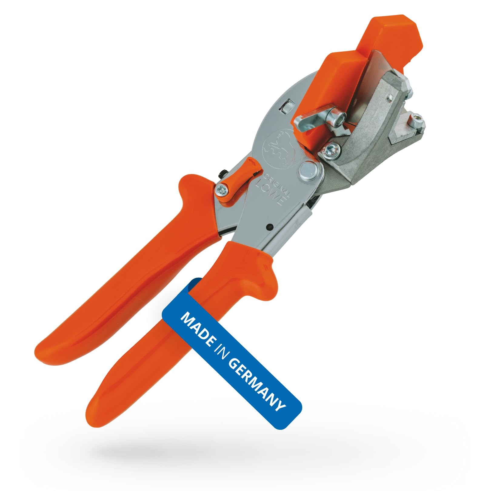 Original LÖWE Dichtungsprofilschere 4.104/V mit zwei Anschlagwinkeln für den professionellen Einsatz im Fensterbau - Dichtungswerkzeug mit V-Schnitt zum Ausklinken von Dichtungsprofilen an Außenecken