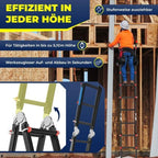 MASKO Aluminium 6in1 Mehrzweckleiter – 20 Sprossen | - 520 cm | 150 Kg, ausziehbar, rutschfest, Multifunktional, Gelenkleiter, Anlegeleiter, Klappleiter, beidseitige Steh- und Treppenleiter | Schwarz
