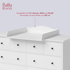 BELLABINO Oti Wickelaufsatz – welliger Wickeltischaufsatz für Malm, Hemnes, Nordli Kommoden (160 cm Breite) – Aufsatz für Wickeltische mit Platzfüller in weiß, 16,5 x 74 x 160 cm (HxTxB)