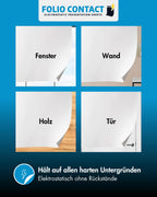 Folio Contact Whiteboard Folie – elektrostatisch haftend, wiederbeschreibbar & abwischbar – haftet ohne Kleber auf allen glatten Flächen – 60 x 80 cm