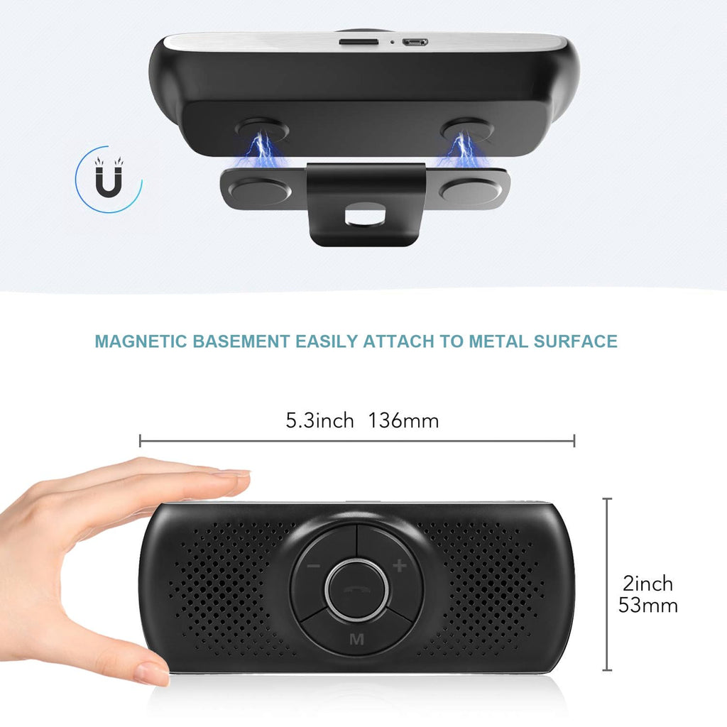 LETRADE Freisprecheinrichtung für Auto Bluetooth 5.0 mit Clip, TF-Kartenslot, integriertes Mikrofon, Unterstützung Siri &Google Assistant, für Musik, GPS, Telefon