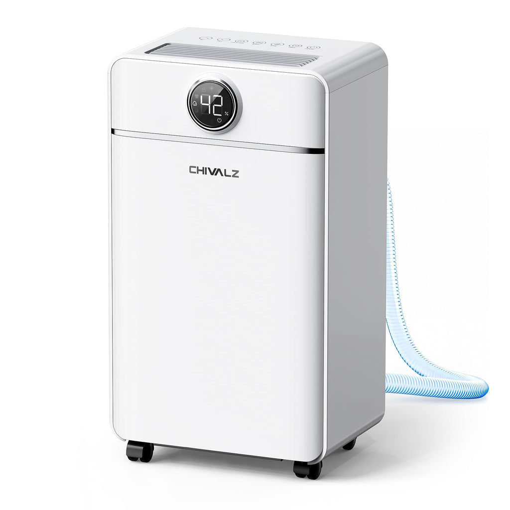 CHIVALZ Luftentfeuchter Elektrisch, Auto Raumentfeuchter Elektrisch 30m²/120m³, Raumentfeuchter mit 3 Betriebsmodi, 24H Timer, Automatische Abtauung, Energieeinsparung - Geeignet für Keller, 1 Pack