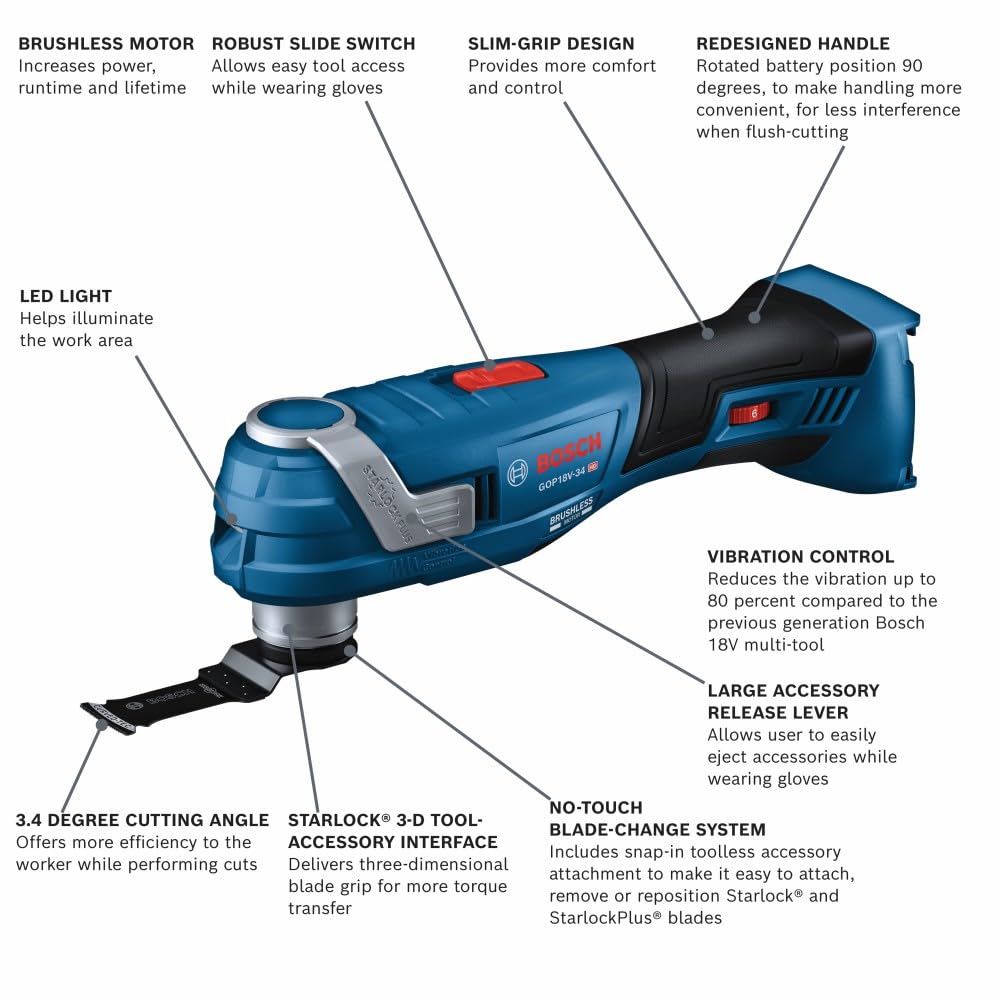 BOSCH GOP18V-34N 18V Brushless StarlockPlus® Oszillierendes Multi-Tool (blankes Werkzeug)