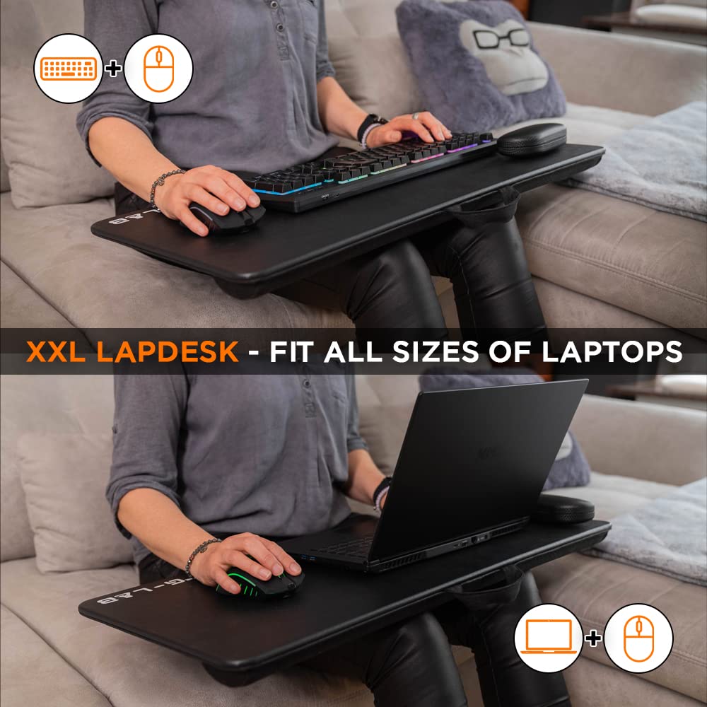 THE G-LAB K-Board Cadmium Laptopablage mit XXL-Kissen, Ideal für Home Office/Gaming für Bett oder Sofa, Laptopständer 13"-19", Lapdesk Extra Large mit Griff