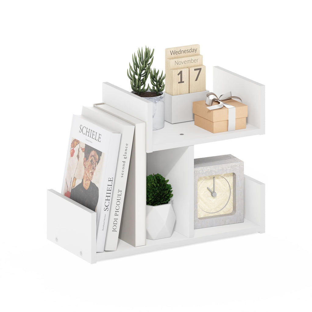 Furinno Hermite Aufbewahrungs-Organizer aus Holz für Schreibtisch-Bücherregal für Heim- und Bürobedarf, Weiß, 3 Fächer