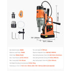 VEVOR Profi Kernbohrmaschine Magnetbohrmaschine 1550 W, Kernbohrmaschine Magnetbohreinheit 13000 N 50 mm Magnetkernbohrsystem für Schiffsbau, Brückenbau usw.