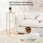BOIFUN Babyphone mit 2 Kamera App, 2K QHD Bild, 355° Schwenken-60° Neige, 4×Zoom, Automatische Verfolgung, Weinen/Bewegungs/Geräuscherkennung, Temperatur und Feuchtigkeitsmessung