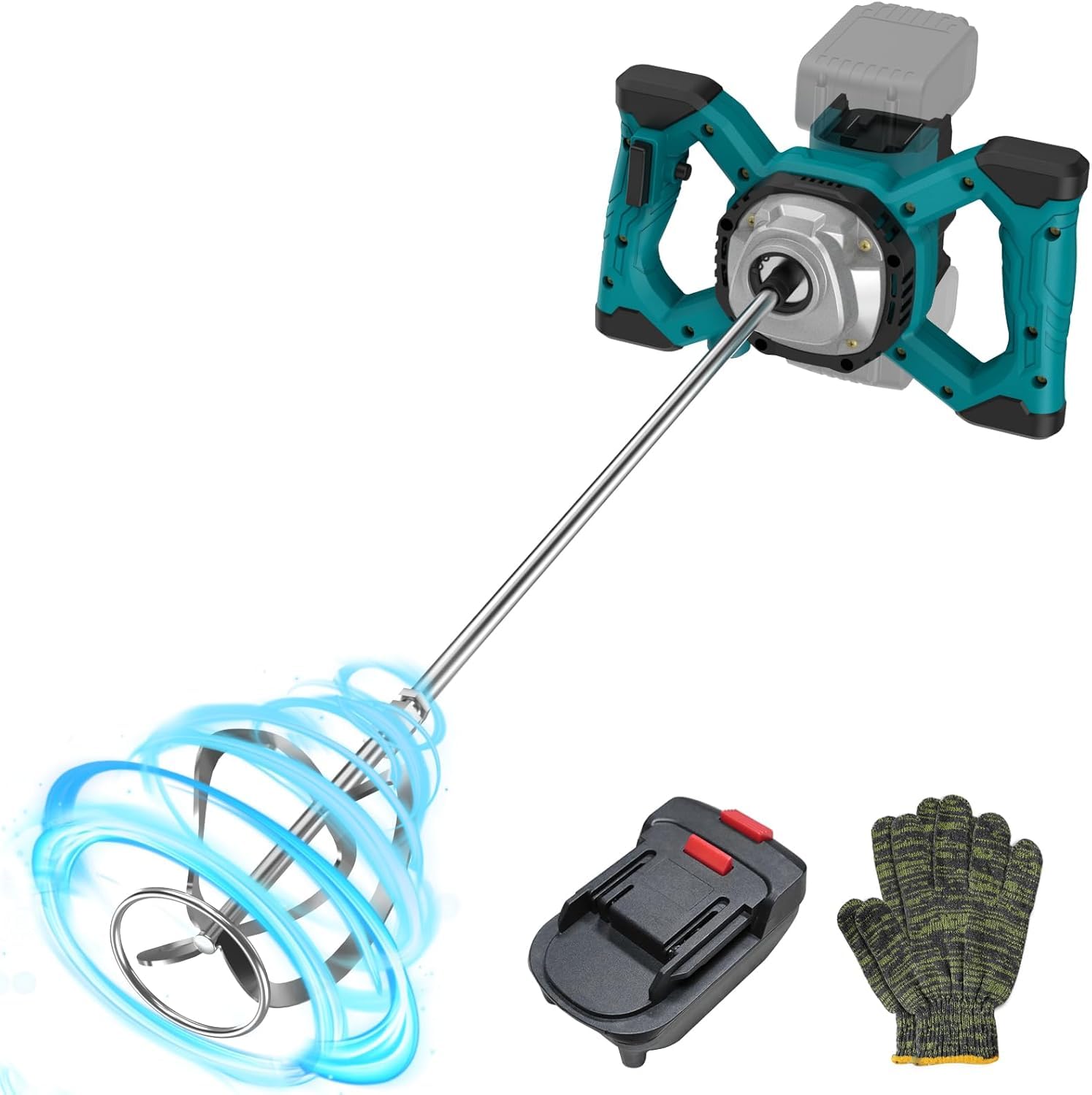 IMAYCC Mörtelrührer, Zementmischer ohne Kabel für MAKITA & DEWALT Akkus, Tragbarer Betonmischer, 21V 6-Gang Mischbohrer, 1000W Bohr- und Mischgerät für Schlamm, Mörtel, Fugenmörtel, usw. (ohne Akku)