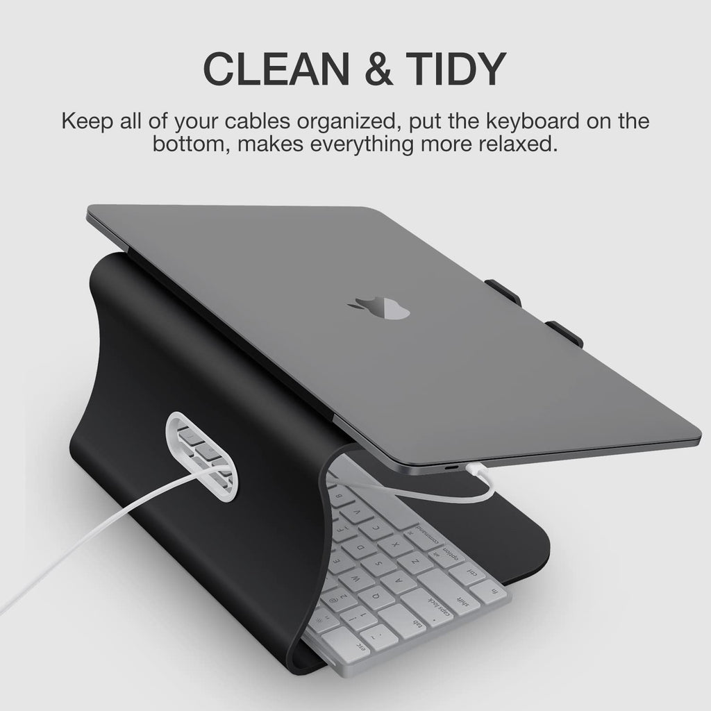 Bestand Aluminiumständer für Laptop und MacBook Desktop für Apple MacBook und alle Laptops (patentiert) (Black)