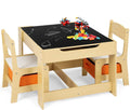 GOPLUS 3tlg. Kindersitzgruppe, 1 Kindertisch mit 2 Stühle, Kindermöbel Set aus Holz, Kindertischgruppe Indoor mit Stauraum, Maltisch für Kleinkind Mädchen Jungen