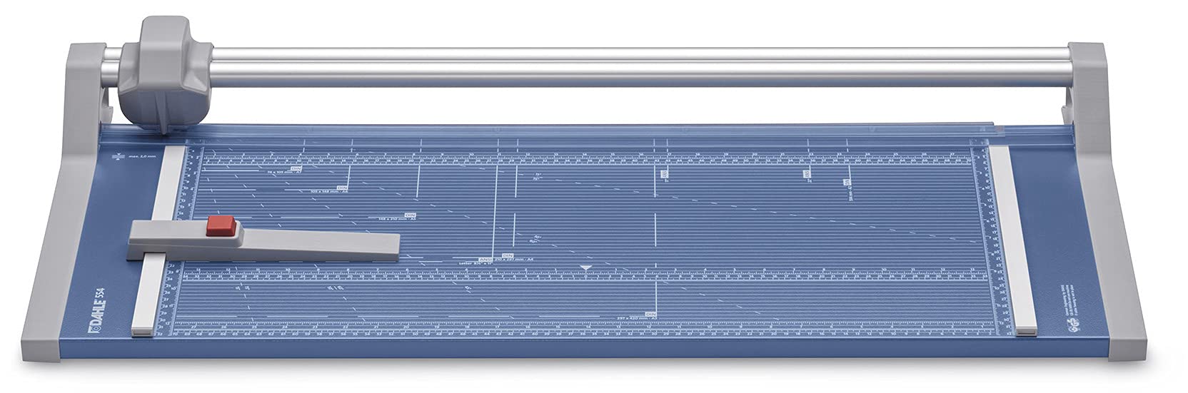 Dahle 554 Papierschneider (bis DIN A2, 20 Blatt Schneidleistung, 2 mm Schnitthöhe) blau