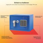 Yale Elektronischer Tresor - YSV/170/DB2/B - Mini - Blau - Standardsicherheit