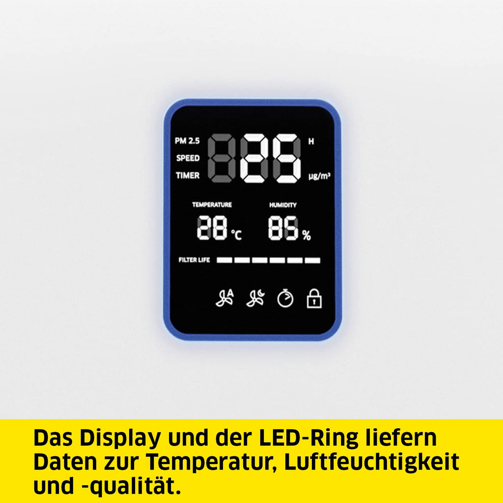 Kärcher Luftreiniger AF 50, Luftdurchsatz: 520 m³/h, bis zu 100 m² Räume, beseitigt 99,95% der Partikel bis zu 0,3 μm wie Feinstaub, Aerosole, Allergene, Gerüche, Automatik-Funktion, Timer, Nachtmodus