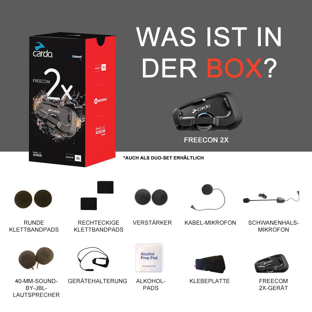 Cardo, Motorrad-Gegensprechanlagen-Kit Bluetooth Freecom 2X Solo