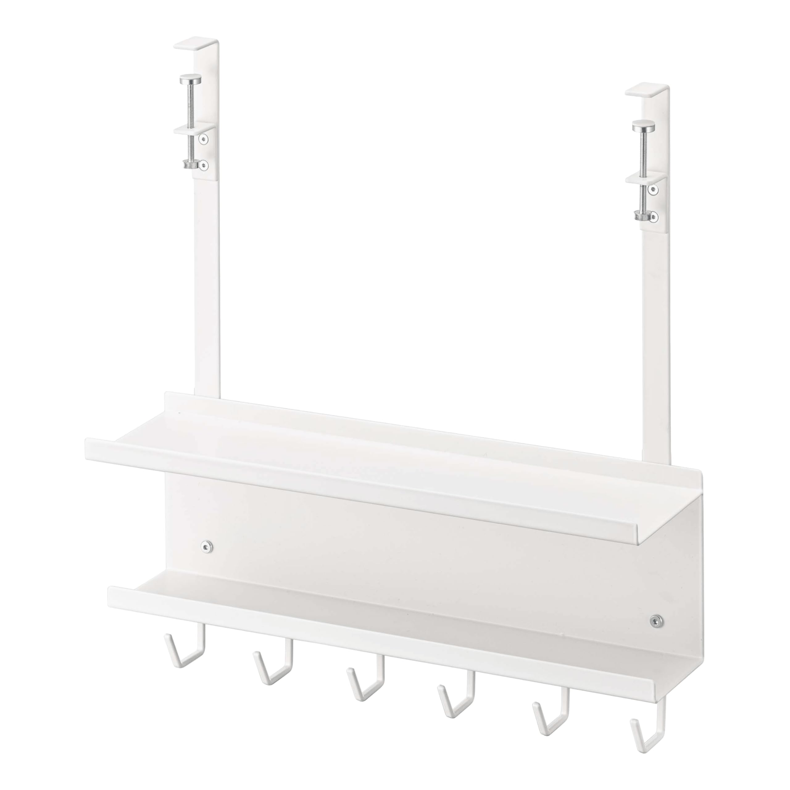 Yamazaki 5461 SMART Untertisch-Organizer für Kabel und Router, weiß, Stahl, minimalistisch, 40 x 11.5 x 43 cm