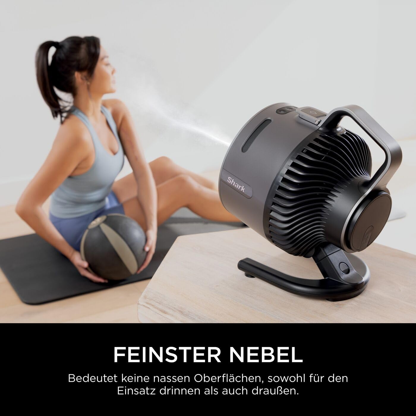 Shark FlexBreeze HydroGo – Leistungsstarker Nebelventilator, Kühlung im Innen- und Außenbereich, Leise und langlebig, Mit und ohne Kabel, Kompakt und Leicht, 5 Geschwindigkeiten, Anthrazit FA050EU