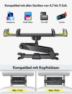 TRYONE Tablet Halterung Auto, Tablet Halter Kopfstütze - Ausziehbare KFZ-Kopfstützenhalterung für iPad iPhone Serie/Samsung Galaxy Tabs/Kindle Fire HD/Switch usw. 4,7-11 Zoll Geräte