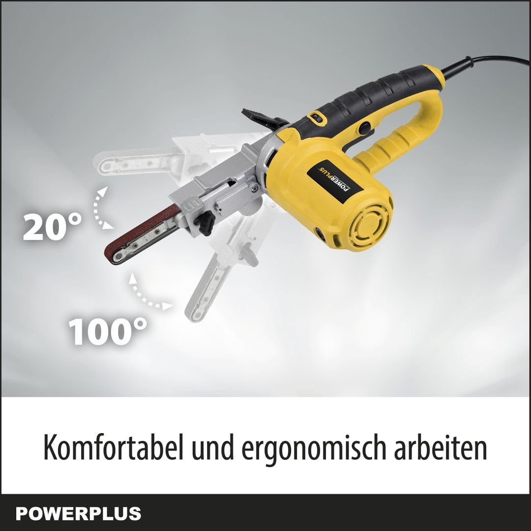 Powerplus Elektro-Feilenschleifer POWX139-400W Elektrowerkzeug Bandschleifer - Fingerschleifer Schleifband 457x13mm - 1700min-1 - Handschleifer mit Aufbewahrungskoffer - mit 10 Acc.