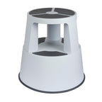 WEDO Rollhocker Super Step – robuster Tritthocker aus bruchfestem Kunststoff, TÜV/GS-geprüft nach EU-Norm EN 14183-F, rutschfest & rollbar, Made in Germany, Höhe ca. 43 cm, Tragkraft 150 kg, Lichtgrau