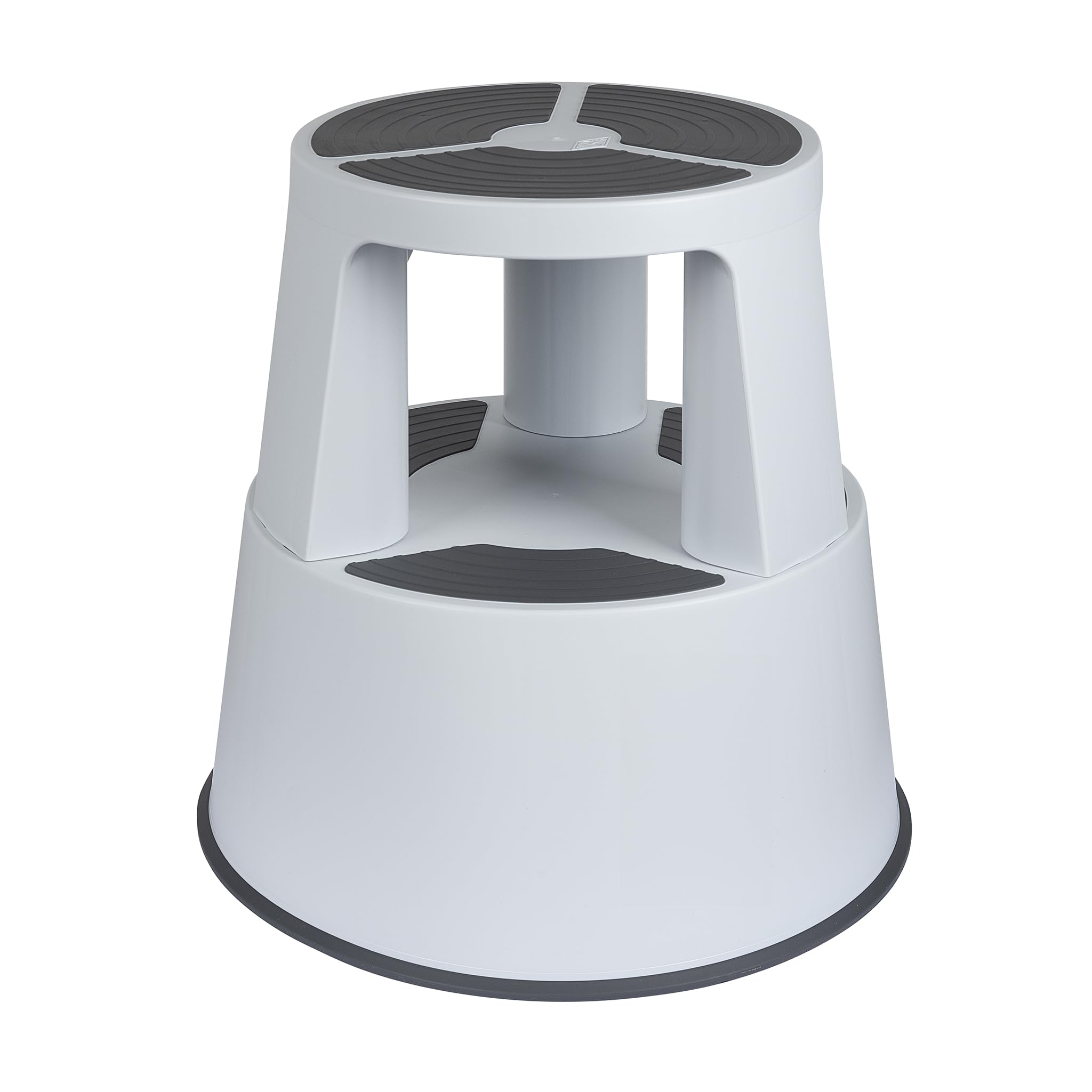 WEDO Rollhocker Super Step – robuster Tritthocker aus bruchfestem Kunststoff, TÜV/GS-geprüft nach EU-Norm EN 14183-F, rutschfest & rollbar, Made in Germany, Höhe ca. 43 cm, Tragkraft 150 kg, Lichtgrau