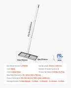 VEVOR Rasenrakel mit 213 cm Stiel, 762x254 mm Bodenplatte, Nivellierrechen aus Karbonstahl, Levelingrake, Rasen-Nivellierungsrechen für Rasenpflege, Rasen-Nivellierungsrechen, Hof und Golfplatz