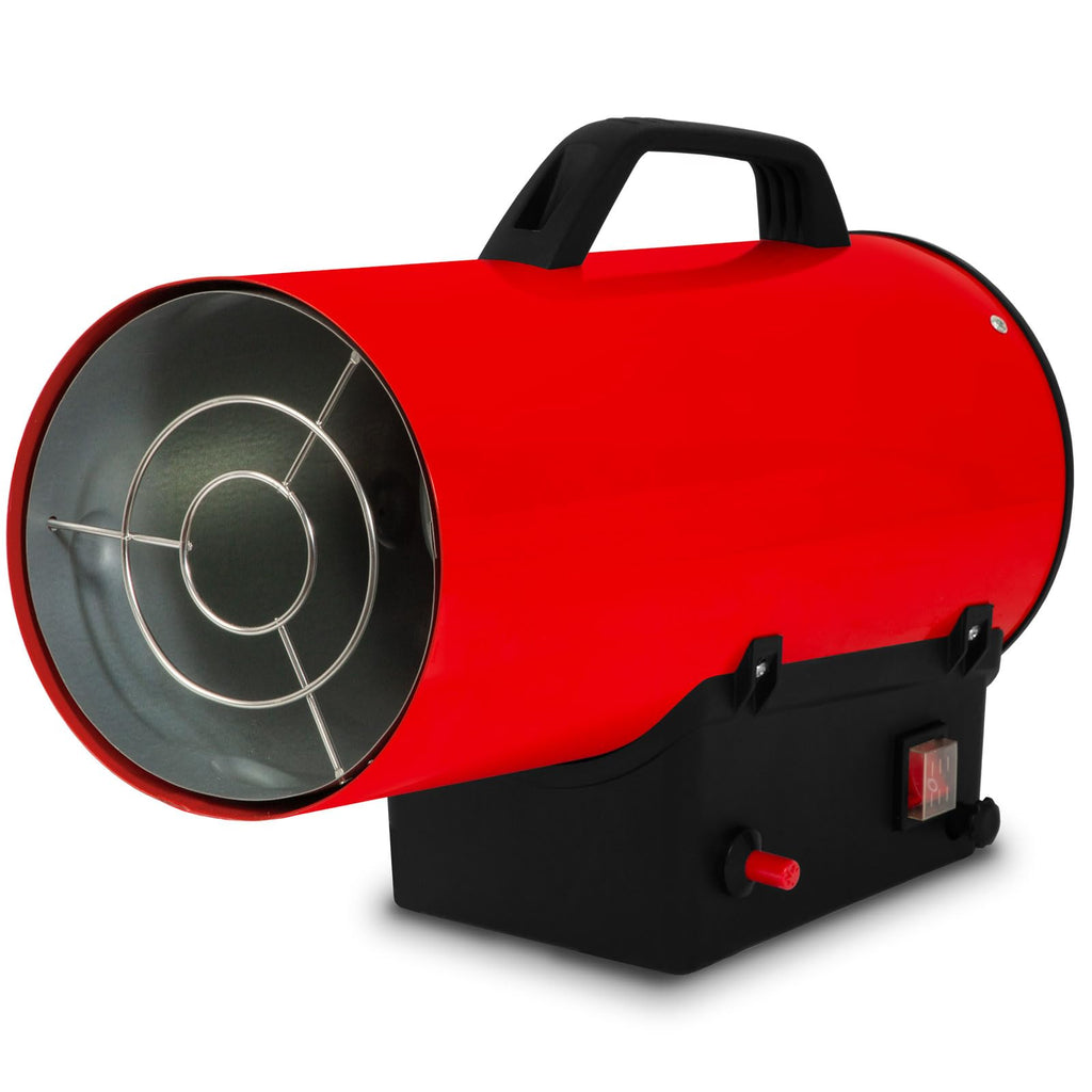 EBERTH Gasheizgebläse 15 kW Direkt, Heizkanone Gas, Luftdurchsatz 320 m³/h, Gasheizer mit Schlauch, Druckminderer, für Propan-/Butangasflasche, Gas Heizgebläse mit Überhitzungsschutz, Flammensicherung