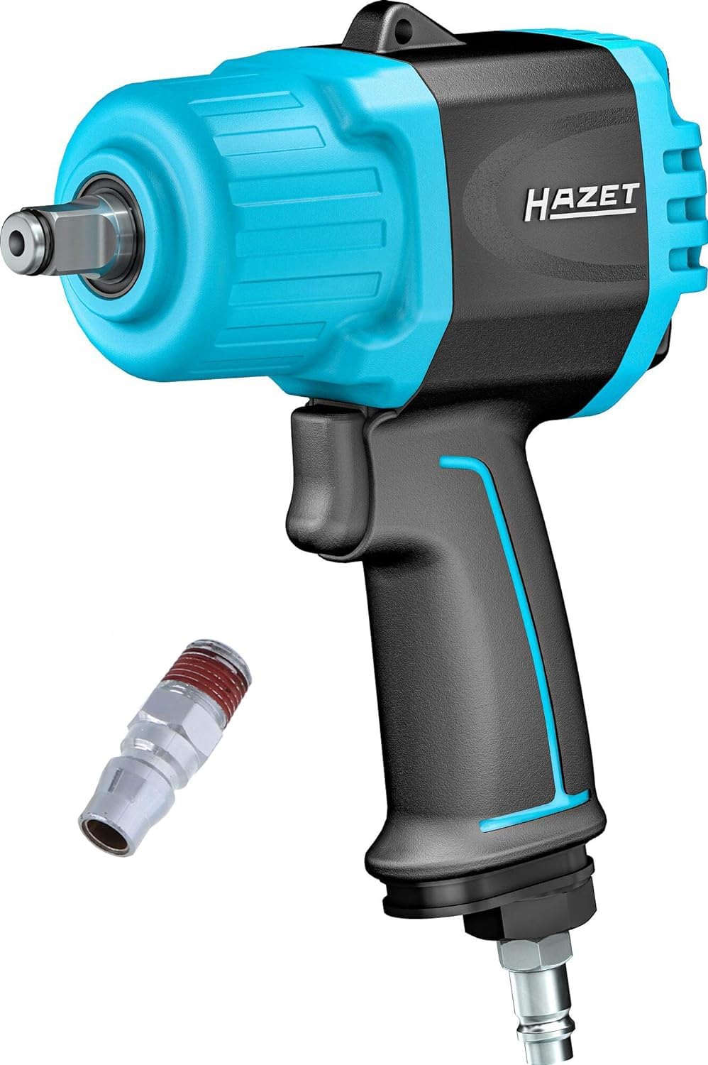 HAZET Schlagschrauber 9012TT I Max. Lösemoment 2200 Nm, Vierkantantrieb 12,5 mm (1/2 Zoll) I Hochleistungs-Doppelhammer-Schlagwerk- kompakt und leicht mit Twin-Turbo Technologie