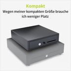 ACROPAQ Kassenschublade - Öffnung manuell mit Druckknopf, Kassenlade 33 x 33 cm, Unterbau geeignet - Kasse, Cash Register, Bargeldkasse - Schwarz