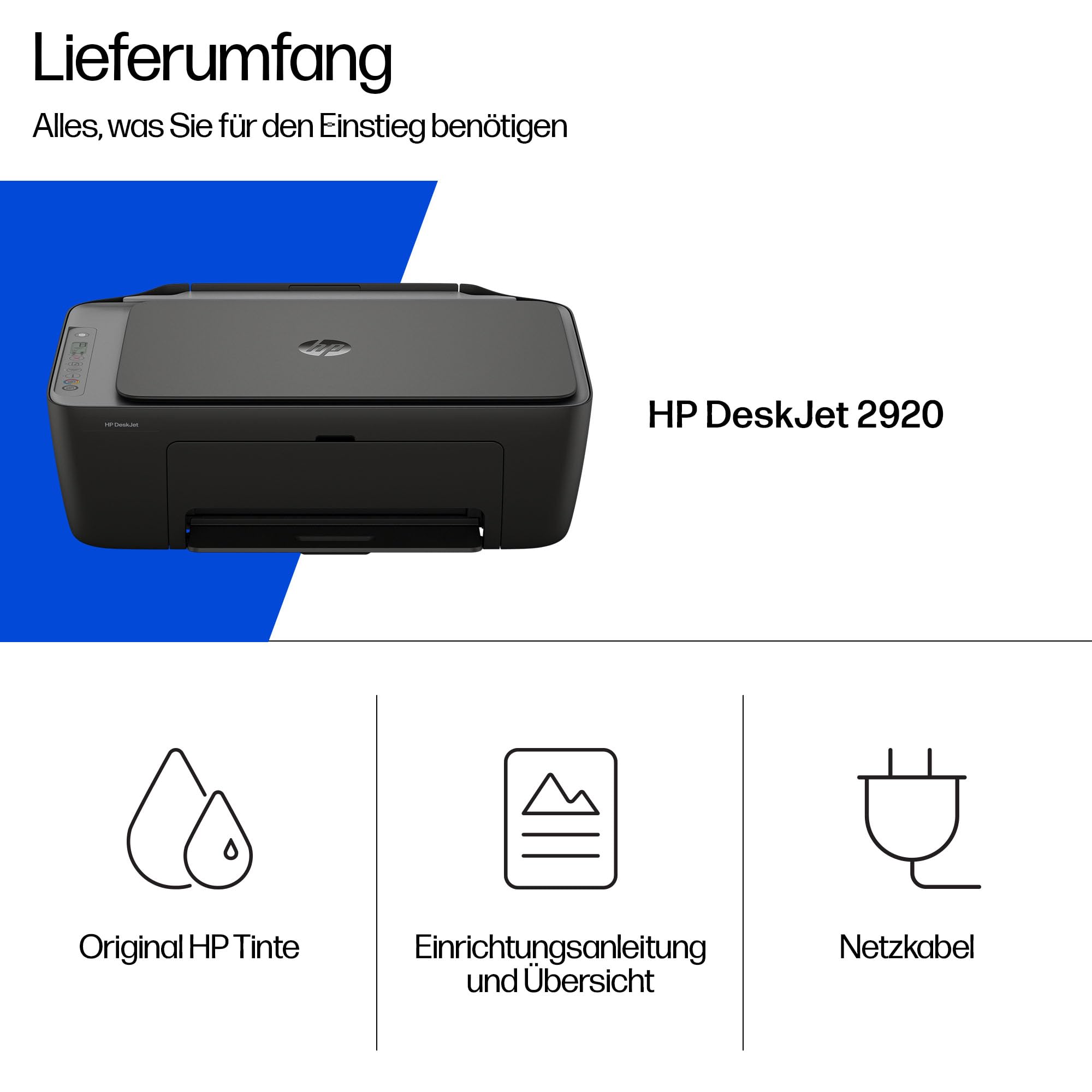 HP DeskJet 2920 Multifunktionsdrucker, 3 Monate gratis drucken Instant Ink inklusive, Drucker, Scanner, Kopierer, WLAN, USB 2.0