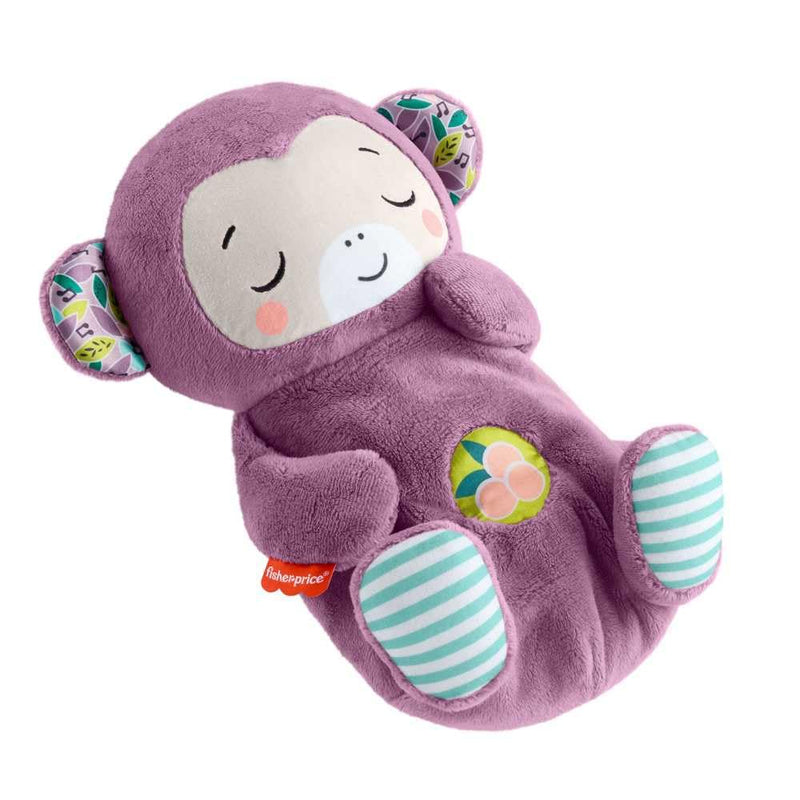 Fisher-Price Baby-Spielzeug Lila Schlummer-Affe, tragbare Plüsch-Spieluhr mit Atembewegungen und Lichtern für Neugeborene ab einem Alter von 0 Monaten, JLH41