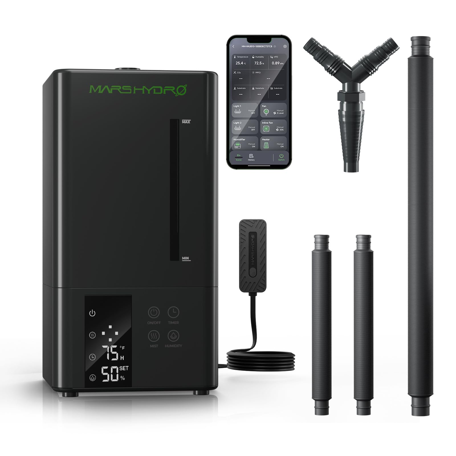 MARS HYDRO New Plant Humidifier 6L,with Adjustable Humidity,Timer Function,Ultrasonic Precise and Silent Operation,No-Leak Seal for Grow Tent,Indoor Planting,Greenhouse