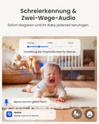 Reolink 2K Überwachungskamera Innen, 360°-Ansicht Indoor Kamera WLAN mit Auto-Tracking, Baby Monitor mit Personen-/Tier-/Weinen-Erkennung, 2,4 GHz Wi-Fi, Privatmodus, 2-Wege-Audio, E1 4MP