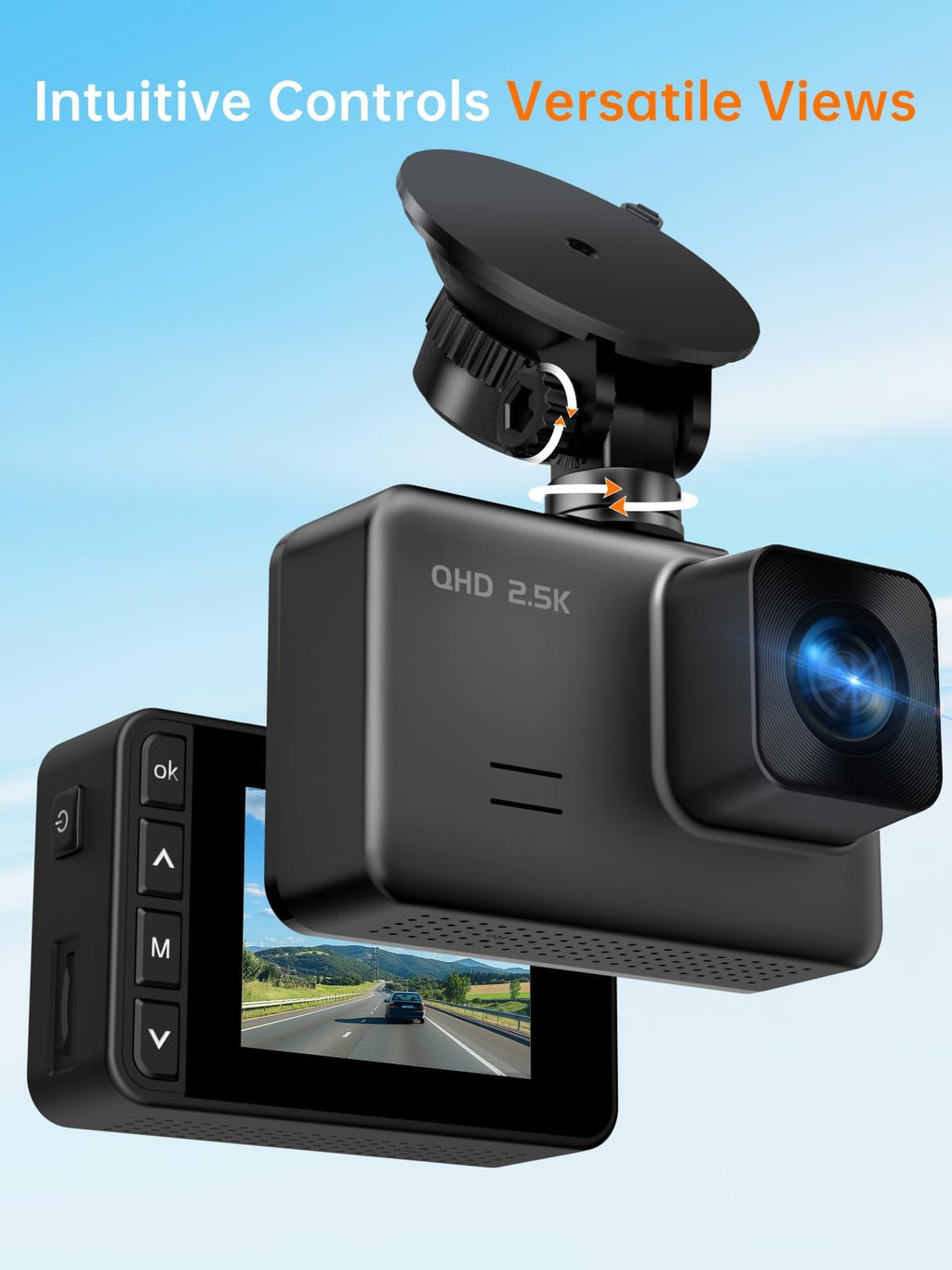 Dashcam Auto Vorne Hinten, 2" IPS-Bildschirm Mini Auto Kamera, 2,5K+1080P Full HD Dash Cam für Autos mit G-Sensor, 170°Weitwinkel, 24H Parküberwachung, Loop-Aufnahme, Nachtsicht, 32-GB-Karte