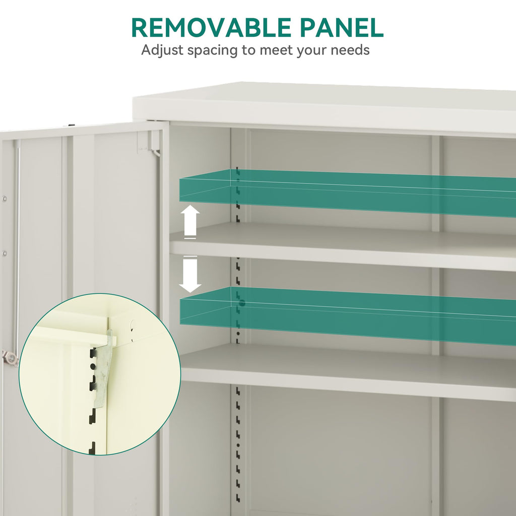 YITAHOME Aktenschrank Abschließbar, Metallschrank mit 2 Verstellbare Einlegeböden, Büroschrank Stahlschrank mit Belüftungslöcher für Arbeitszimmer Büro Garage Schule, Weiß, 80 x 40 x 90cm