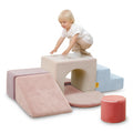 BanaSuper Schaumstoff-Kletterblöcke für Kinder, Schaumstoff Bausteine XXL, EN71-zertifiziert & rutschfest, Kinder Montessori Spielzeug, Waschbare Hülle für Indoor-Spaß, Soft Playset, Babyblau Rosa