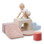 BanaSuper Schaumstoff-Kletterblöcke für Kinder, Schaumstoff Bausteine XXL, EN71-zertifiziert & rutschfest, Kinder Montessori Spielzeug, Waschbare Hülle für Indoor-Spaß, Soft Playset, Babyblau Rosa