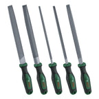 Bosch Feilen Set 5-teilig (Robustes Metallfeilen Set inkl. Rund-/Halbrund-/Flach-/Dreieck-/Vierkantfeilen; Harter Kohlenstoffstahl; Schaftlänge 200mm; Mittlerer Hieb 2; Ergonomischer Softgrip)