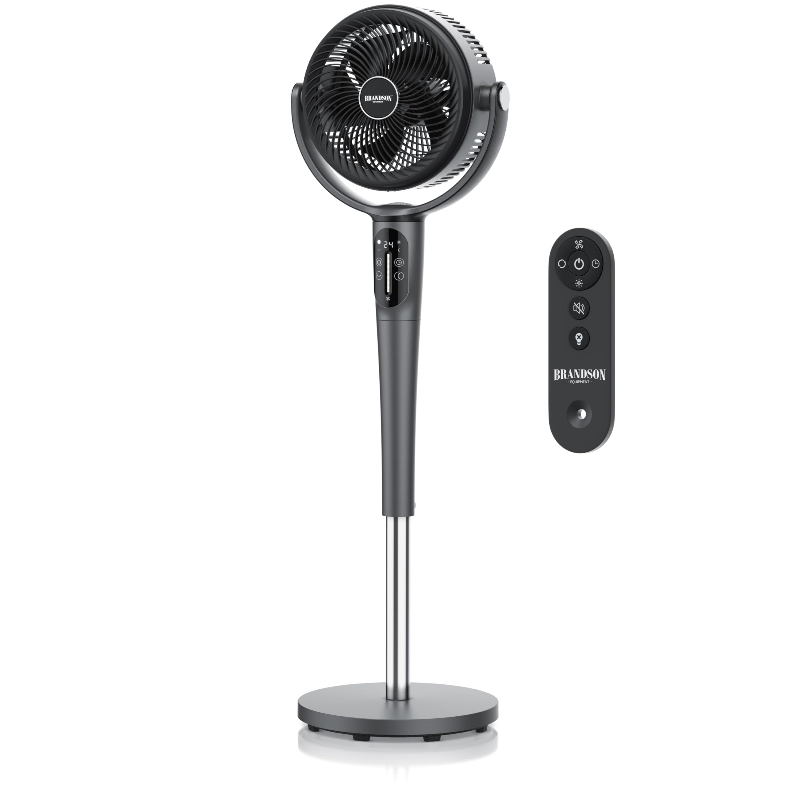 Brandson - Standventilator 3D mit ECO DC Motor – sehr leise – Preisträger 2025-60% Energieeinsparung – Ventilator mit 24 Geschwindigkeiten – horizontale und vertikale Oszillation – Fernbedienung