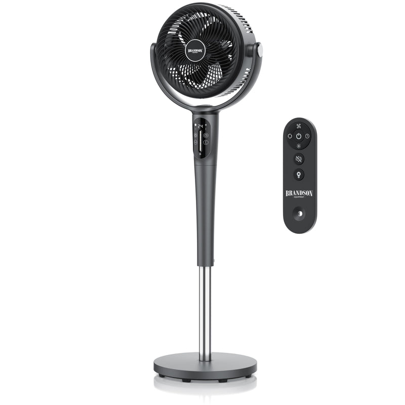 Brandson - Standventilator 3D mit ECO DC Motor – sehr leise – Preisträger 2025-60% Energieeinsparung – Ventilator mit 24 Geschwindigkeiten – horizontale und vertikale Oszillation – Fernbedienung