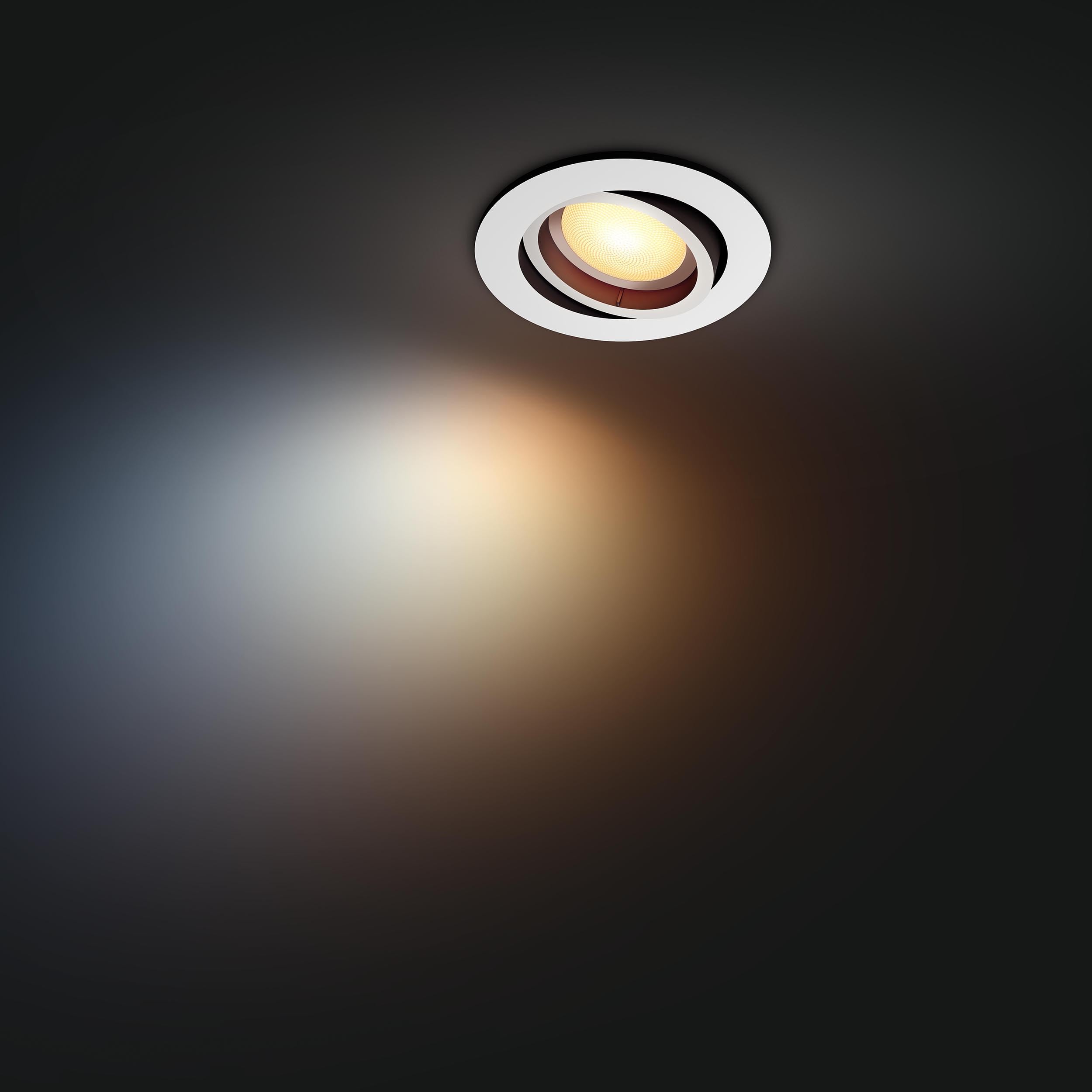 Philips Hue Milliskin White Ambiance Einbauspot, Weiß, (400lm / 70mm), 1er Pack, warm- bis kaltweißes Licht, steuerbar via App, kompatibel mit Amazon Alexa (Echo, Echo Dot), neue Generation
