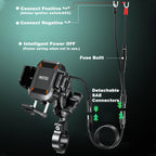 iMESTOU Kabellose USB-C Handyhalterung für Motorrad, Vibrationsdämpfend und Wasserdicht, 2,5 cm Kugel Qi Handyhalterung, Geeignet für 4,7"-7,2" mit max. 15mm Dicke Handys, Passend für 22–32 mm Lenker